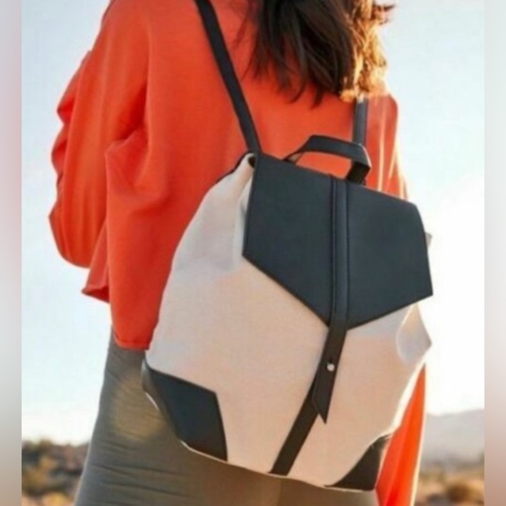 Deux Lux Demi Backpack Canvas Black Vegan Leather. - Picture 5 of 12